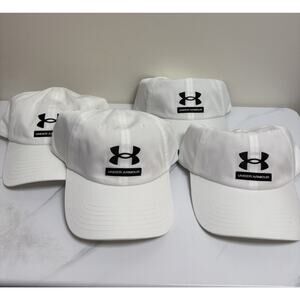 Under Armour UA Free Fit White Strapback Hats OSFM Lot of 4 NWT Logo Golf Caps
